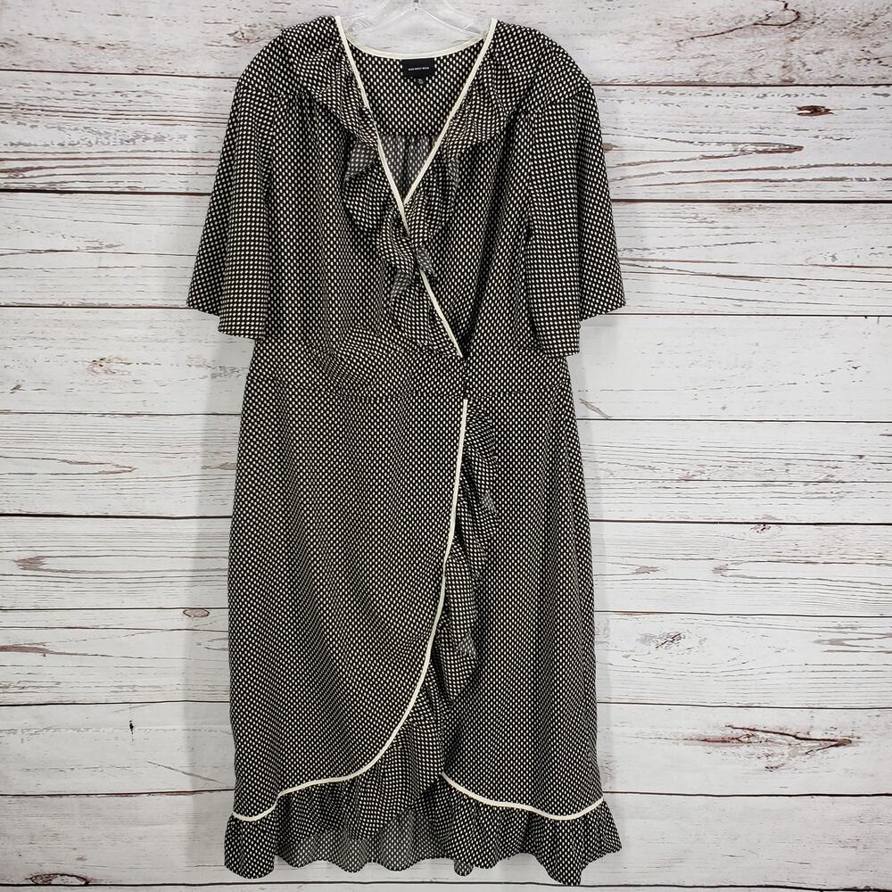 Who What Wear Polka Dot Ruffle Cap Sleeve Wrap Dress Size XL